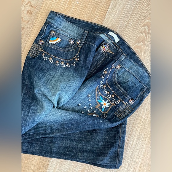 Rare Roberto Cavalli Vintage Embroidered Jeans Size 31 Bootcut - Picture 13 of 13
